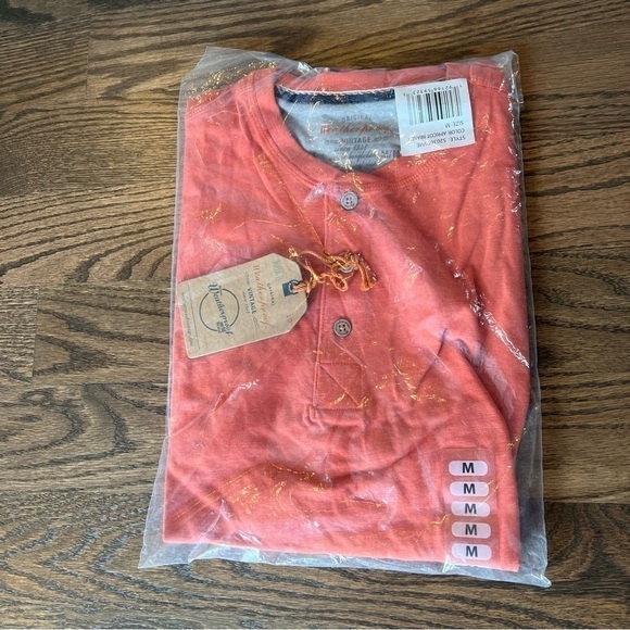 NWT Weatherproof 3 button short sleeve henley size medium cotton blend apricot - Picture 3 of 6